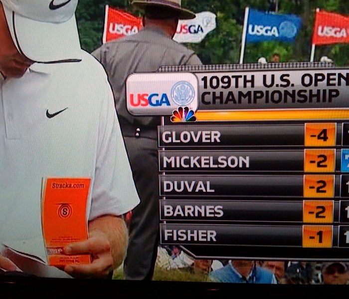 Lucas Glover using his StrackaBook en route to winning the US Open in 2009 at Bethpage Black, NY